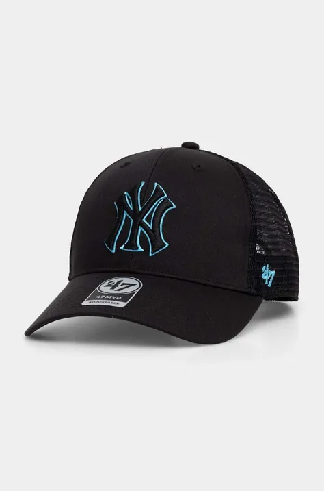 Detská baseballová čiapka 47 brand MLB New York Yankees Branson čierna farba, s nášivkou, BBRANS17CTP
