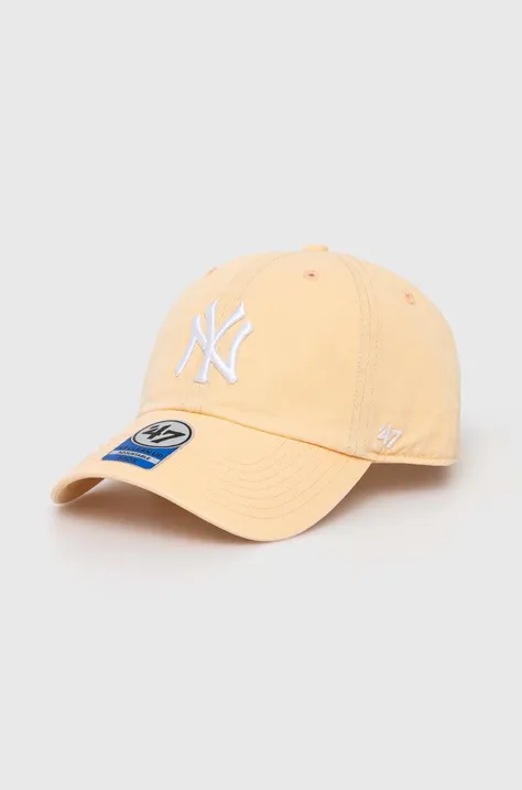 47 brand czapka z daszkiem bawełniana dziecięca MLB New York Yankees CLEAN UP kolor pomarańczowy z aplikacją BNLRGW17GWS