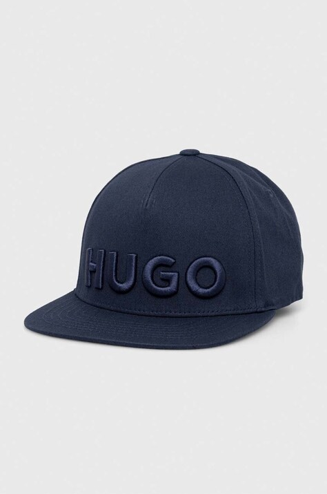 HUGO șapcă culoarea bleumarin, cu imprimeu 50510116