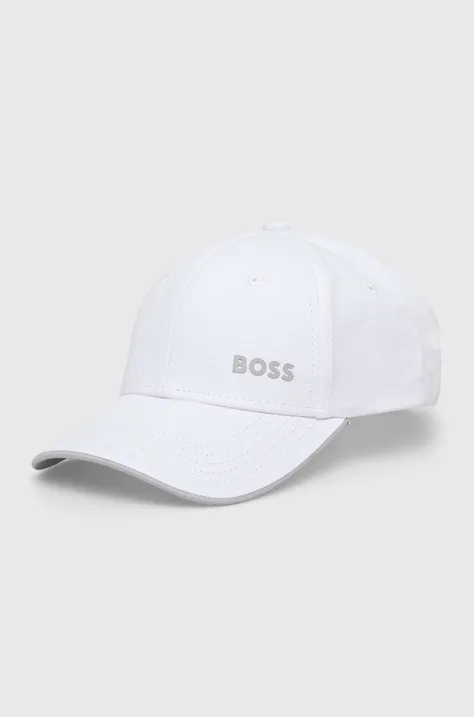 Хлопковая кепка Boss Green цвет серый однотонная