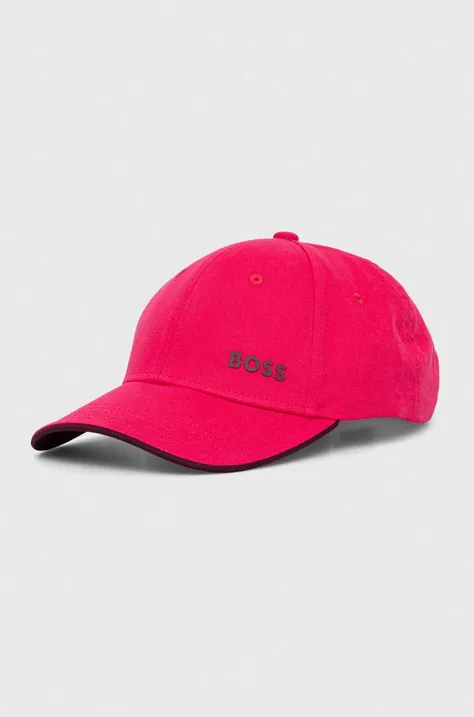 Pamučna kapa sa šiltom Boss Green boja: ružičasta, bez uzorka, 50505834