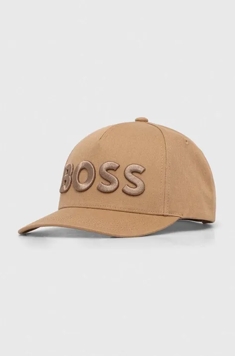 BOSS șapcă culoarea bej, cu imprimeu 50502178