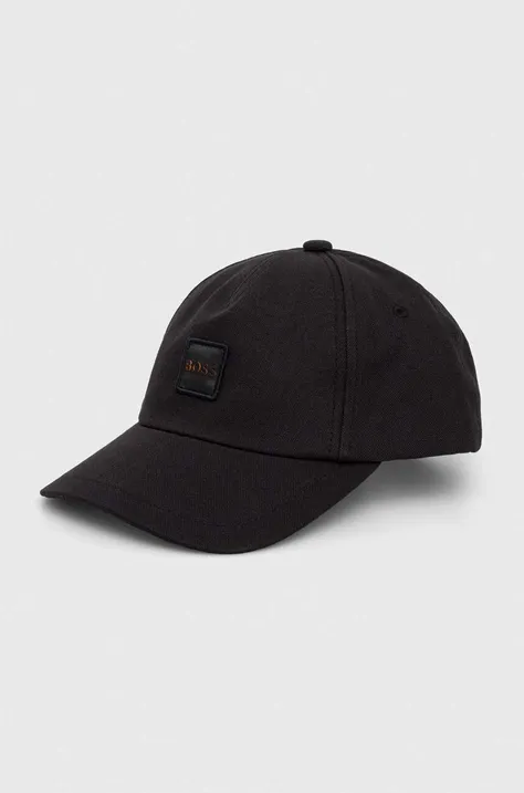Памучна шапка с козирка Boss Orange в черно с апликация 50505437