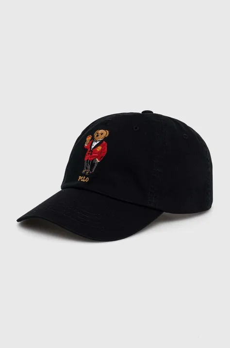 Хлопковая кепка Polo Ralph Lauren цвет чёрный с аппликацией 710926923