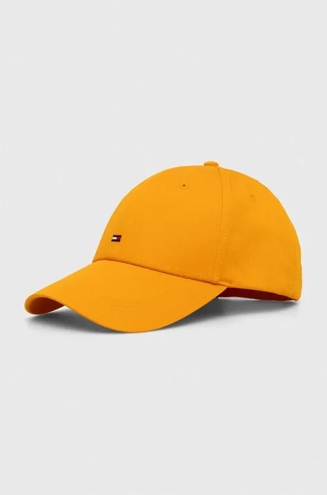 Tommy Hilfiger czapka z daszkiem bawełniana kolor pomarańczowy gładka
