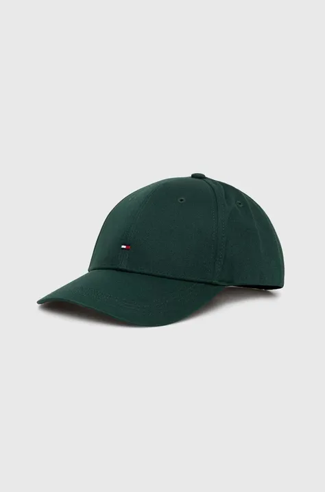 Хлопковая кепка Tommy Hilfiger цвет зелёный однотонная