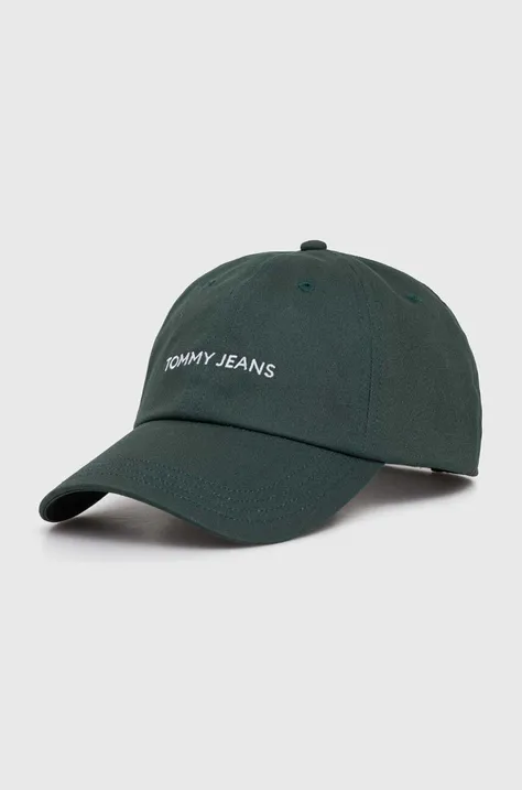 Pamučna kapa sa šiltom Tommy Jeans boja: zelena, s uzorkom