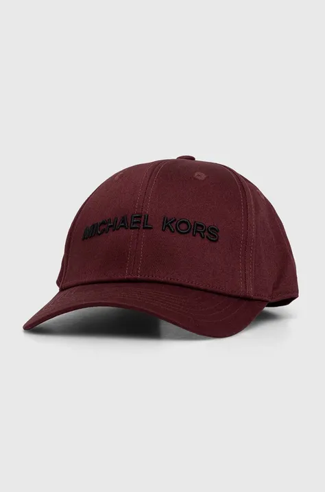 Памучна шапка с козирка Michael Kors в бордо с апликация