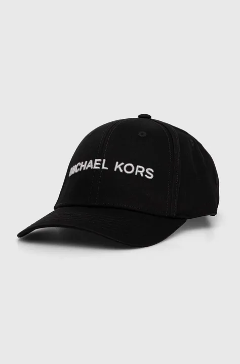 Bavlněná baseballová čepice Michael Kors černá barva, s aplikací