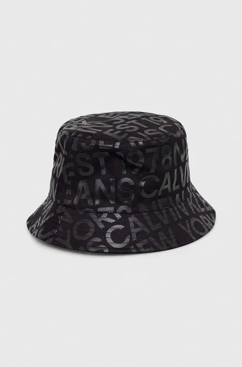 Obojstranný bavlnený klobúk Calvin Klein Jeans čierna farba,bavlnený,K50K511426