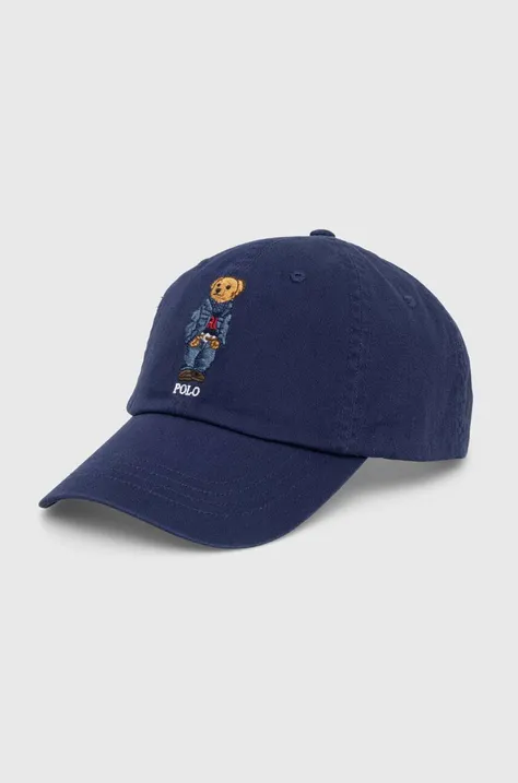 Βαμβακερό καπέλο του μπέιζμπολ Polo Ralph Lauren χρώμα: ναυτικό μπλε