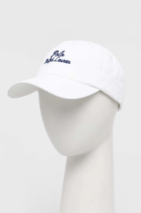 Bavlněná baseballová čepice Polo Ralph Lauren bílá barva, s potiskem