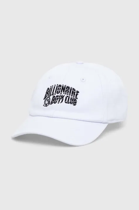 Памучна шапка с козирка Billionaire Boys Club Arch Logo Curved в бяло с апликация BC016