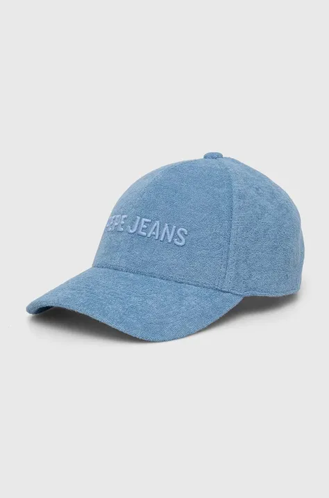 Pepe Jeans czapka z daszkiem kolor niebieski z aplikacją