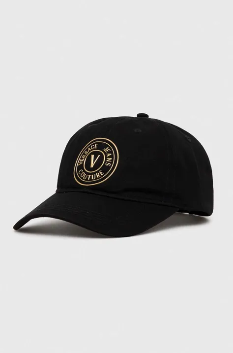 Βαμβακερό καπέλο του μπέιζμπολ Versace Jeans Couture χρώμα: μαύρο