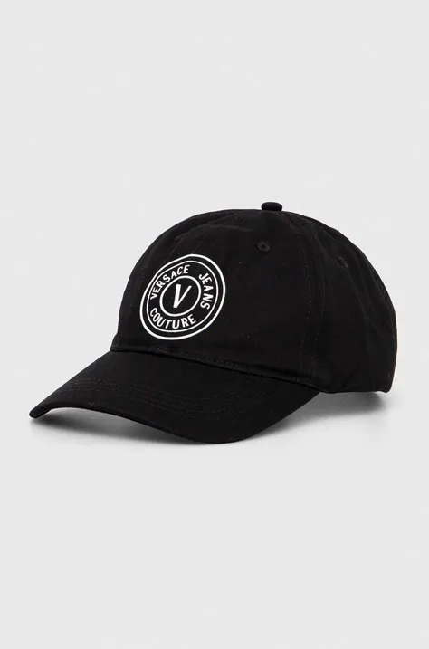 Βαμβακερό καπέλο του μπέιζμπολ Versace Jeans Couture χρώμα: μαύρο
