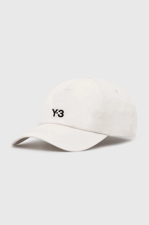 Бавовняна бейсболка Y-3 Dad Cap колір бежевий з аплікацією IN2390