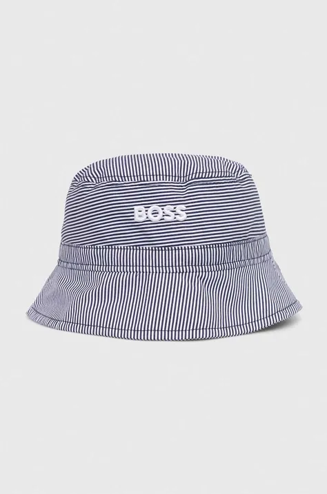 Bombažni klobuk BOSS mornarsko modra barva, 50513211