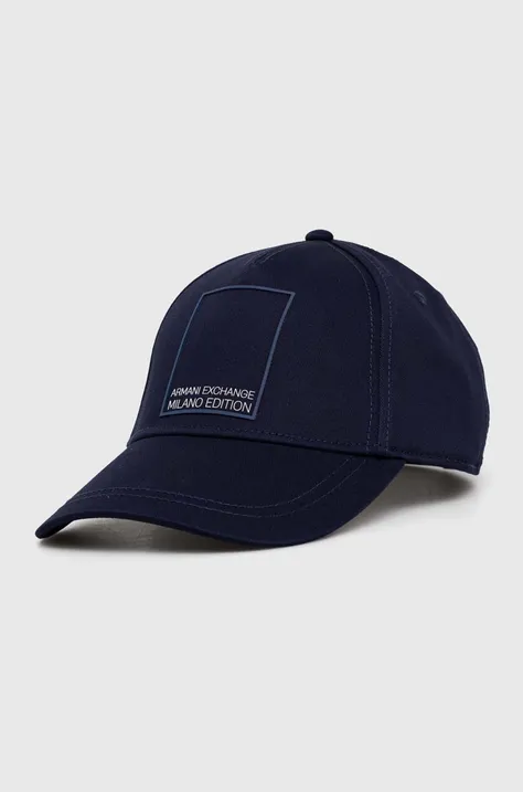 Хлопковая кепка Armani Exchange цвет синий с принтом 954207 4R105