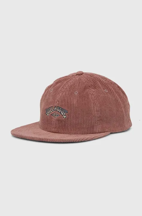 Вельветова кепка Billabong колір рожевий з аплікацією EBYHA00127