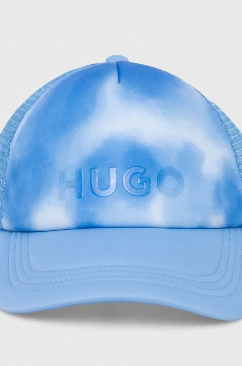 HUGO czapka z daszkiem kolor niebieski wzorzysta 50514818