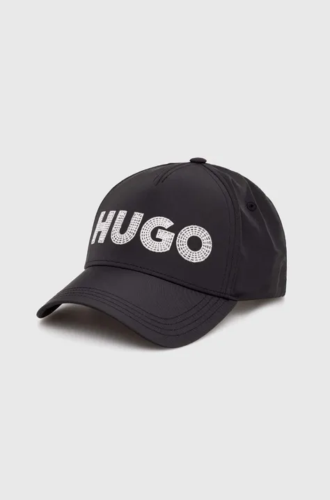 Kšiltovka HUGO černá barva, s aplikací