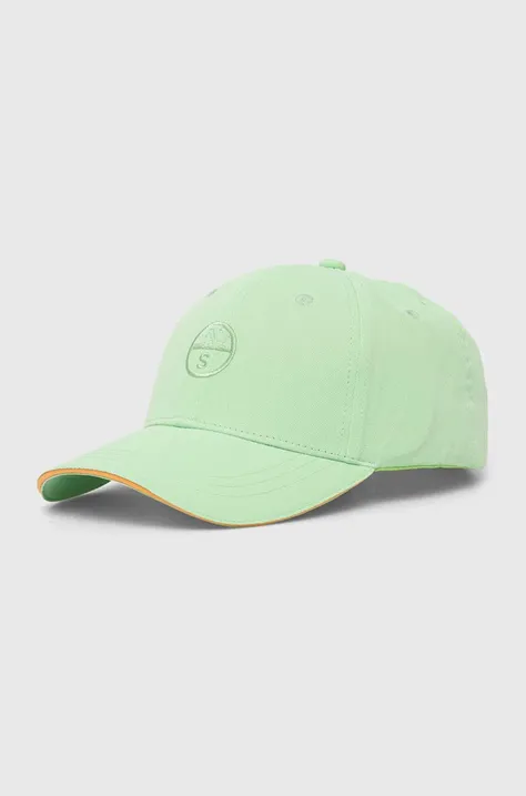 Хлопковая кепка North Sails цвет зелёный однотонная