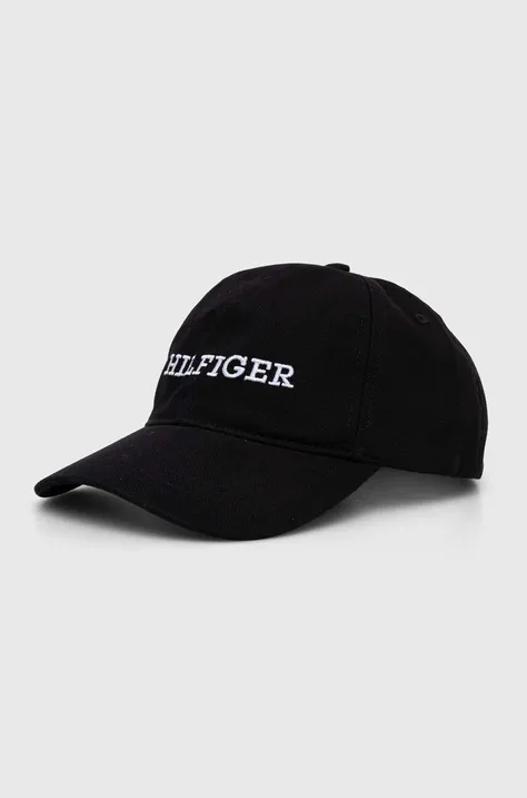 Pamučna kapa sa šiltom Tommy Hilfiger boja: crna, s aplikacijom