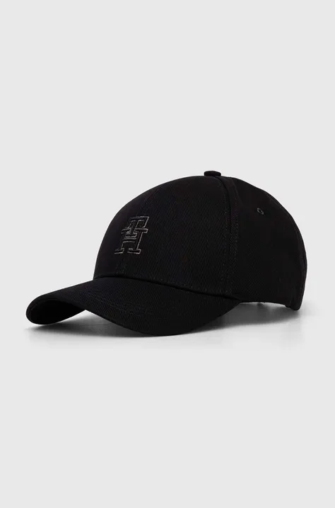 Pamučna kapa sa šiltom Tommy Hilfiger boja: crna, s aplikacijom
