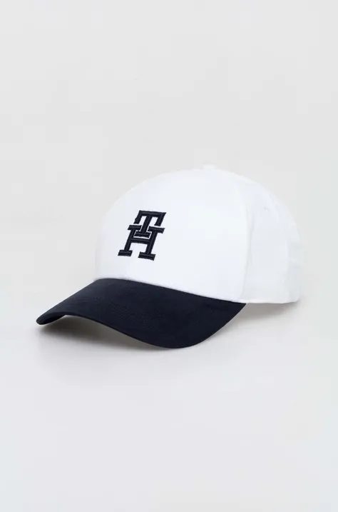 Pamučna kapa sa šiltom Tommy Hilfiger boja: bijela, s uzorkom