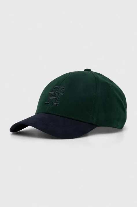 Tommy Hilfiger czapka z daszkiem bawełniana kolor zielony wzorzysta