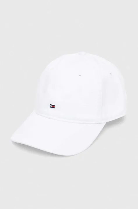 Tommy Hilfiger czapka z daszkiem bawełniana kolor biały gładka AM0AM12303