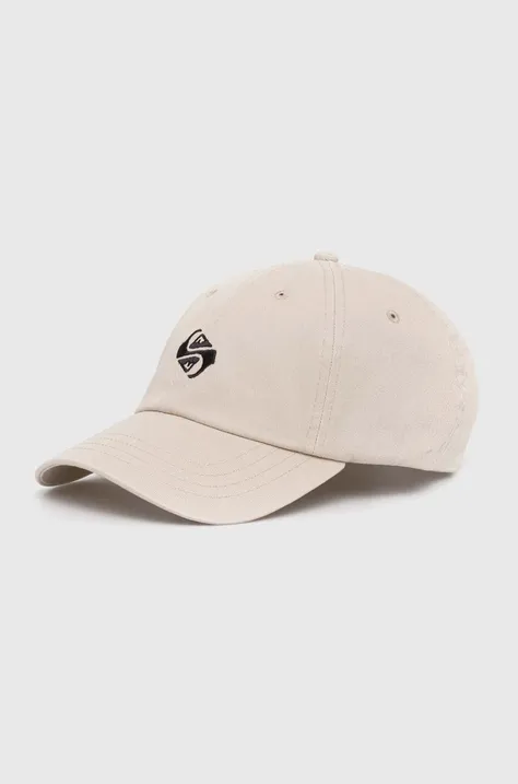 Βαμβακερό καπέλο του μπέιζμπολ Quiksilver χρώμα: μπεζ