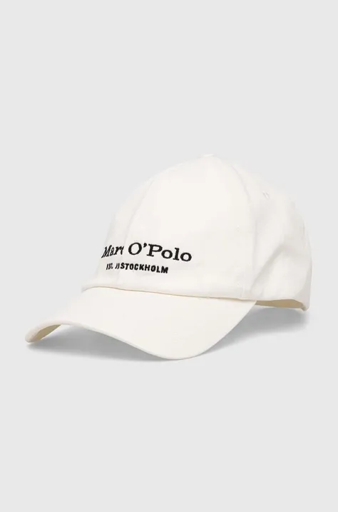 Хлопковая кепка Marc O'Polo цвет белый с аппликацией