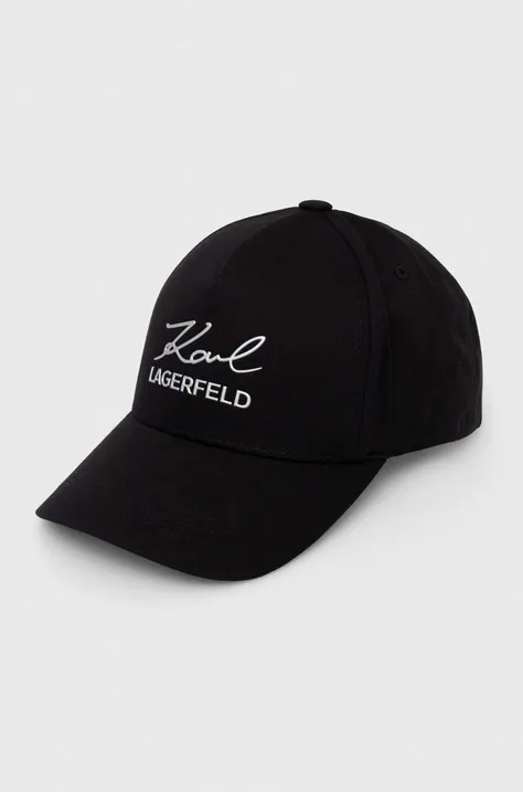 Šiltovka Karl Lagerfeld čierna farba, s nášivkou