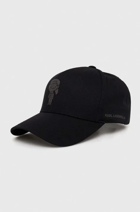 Kapa sa šiltom Karl Lagerfeld boja: crna, s tiskom