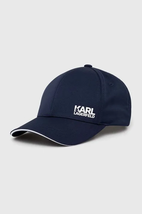 Karl Lagerfeld czapka z daszkiem kolor granatowy z nadrukiem 542122.805616