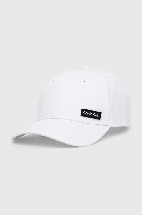 Bombažna bejzbolska kapa Calvin Klein bela barva