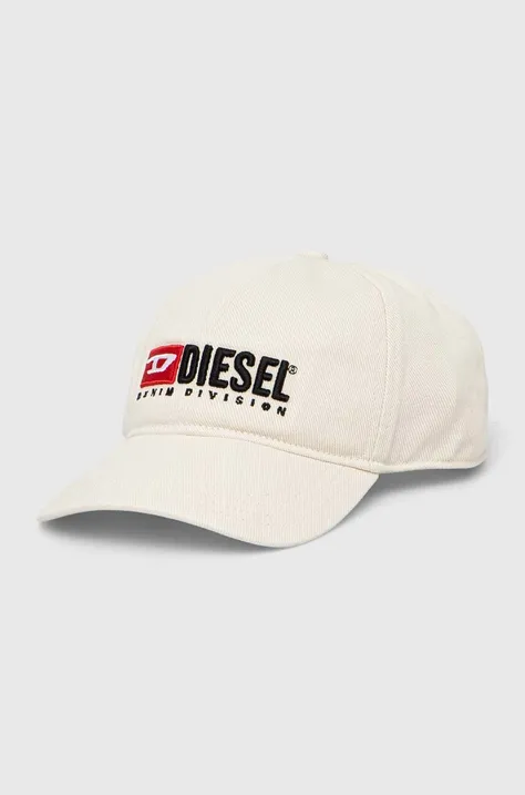 Pamučna kapa sa šiltom Diesel boja: bež, s aplikacijom
