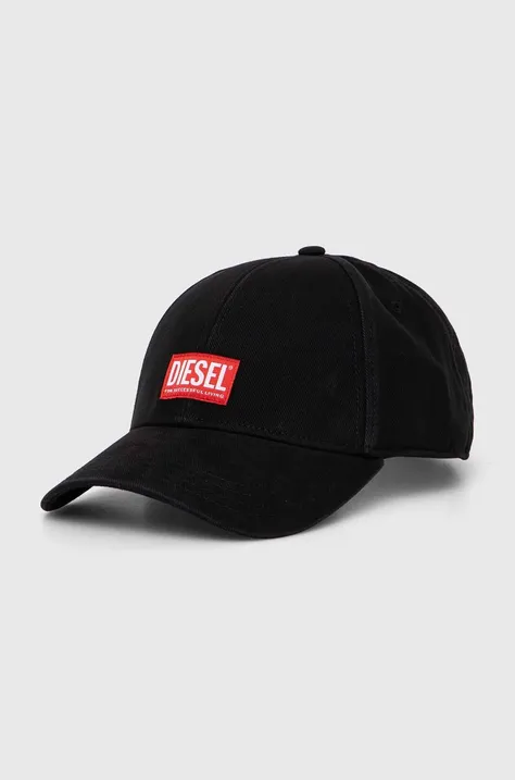 Βαμβακερό καπέλο του μπέιζμπολ Diesel χρώμα: μαύρο