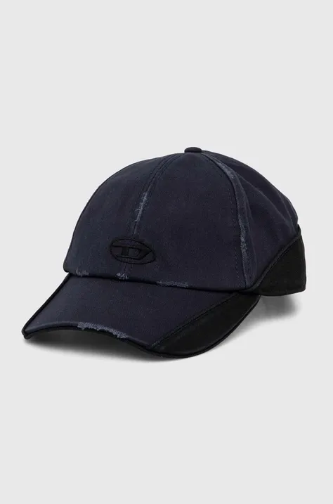 Βαμβακερό καπέλο του μπέιζμπολ Diesel χρώμα: ναυτικό μπλε