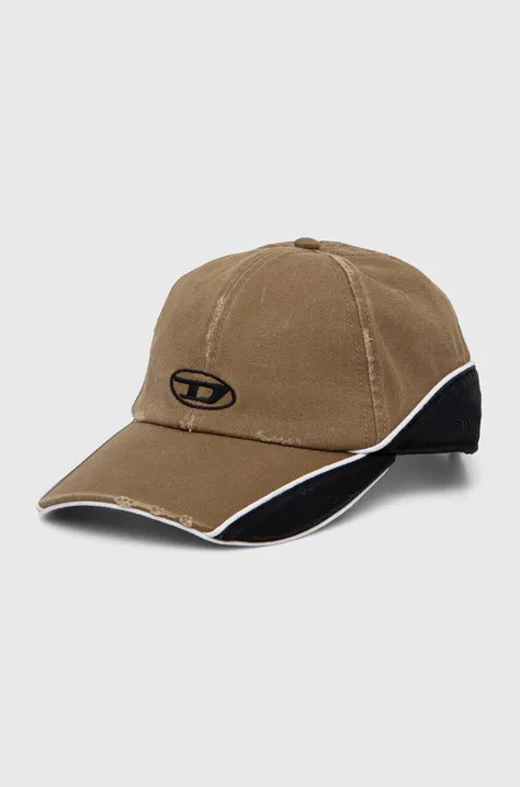 Хлопковая кепка Diesel цвет коричневый узор