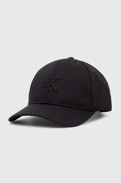 Calvin Klein Jeans șapcă de baseball din bumbac culoarea negru, cu imprimeu K50K511805