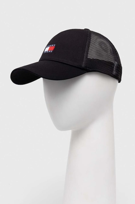 Tommy Jeans șapcă culoarea negru, cu imprimeu AM0AM12139