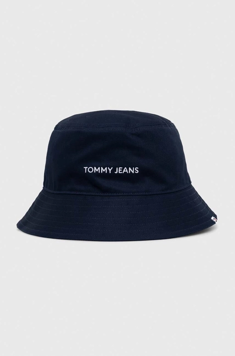 Bombažni klobuk Tommy Jeans mornarsko modra barva