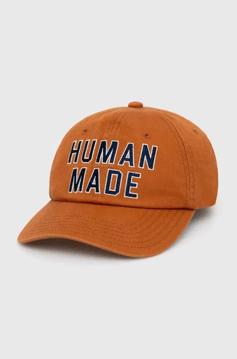 Памучна шапка с козирка Human Made 6 Panel Cap в кафяво с апликация HM27GD012