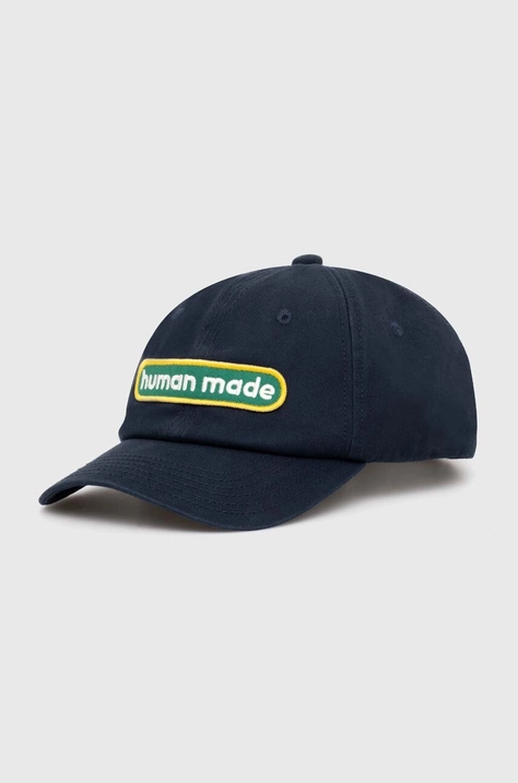 Памучна шапка с козирка Human Made 6 Panel в тъмносиньо с апликация HM27GD013