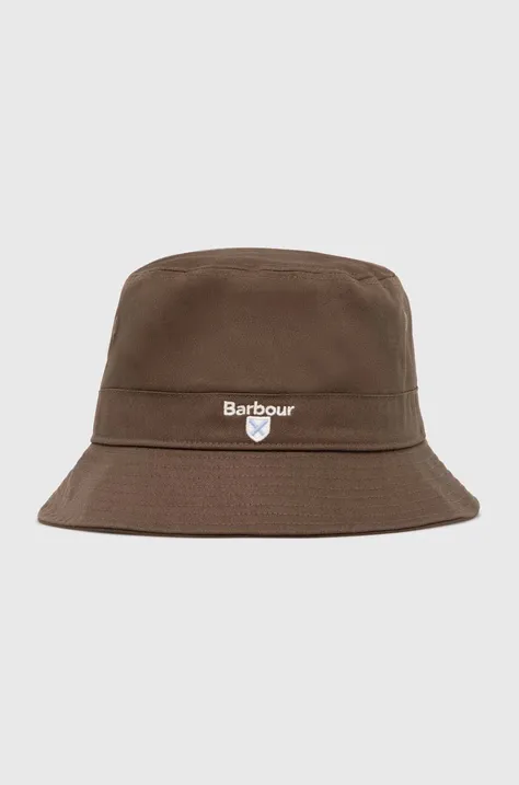 Bavlnený klobúk Barbour Cascade Bucket Hat zelená farba, bavlnený, MHA0615
