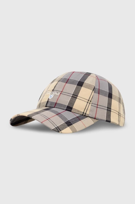 Barbour șapcă de baseball din bumbac Tartan Sports Cap culoarea bej, modelator, MHA0617