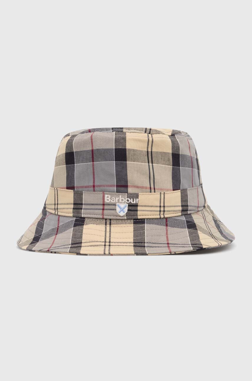 Памучна капела Barbour Tartan Bucket Hat в бежово от памук MHA0618